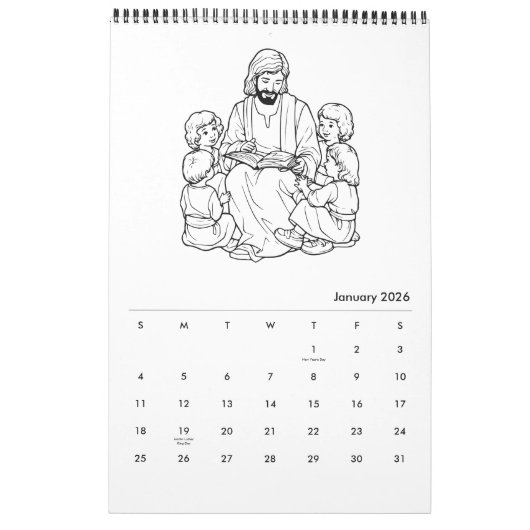 Schattigee Kinder kleurkalender Kalender (Jan 2026)