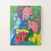 Schattigee Kinder Kleurrijke Boerderijen Homestead Legpuzzel (Verticaal)