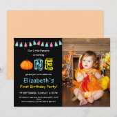 Schattigee Kinder Kleurrijke Foto Pompoen Verjaard Kaart (Voorkant / Achterkant)