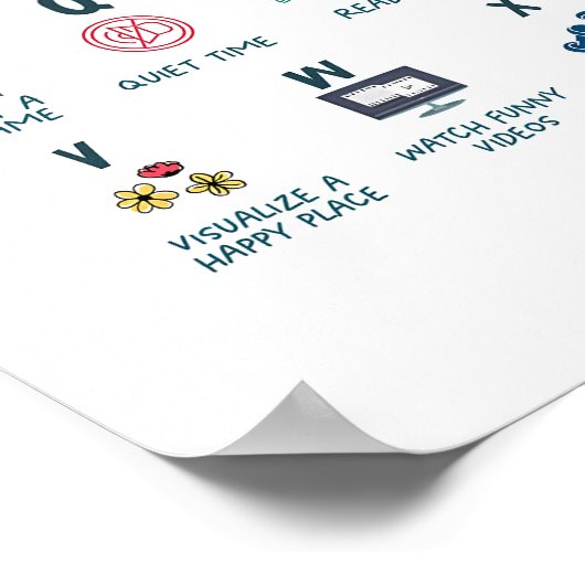 Schattigee kinder Koping Skill Alfabet, Mental Hea Poster (Hoek)