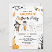Schattigee Kinder kostuum Halloween Party Invitati Kaart (Voorkant)