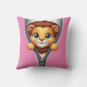 Schattigee Kinder leeuw gepersonaliseerde naam Kussen (Achterkant)