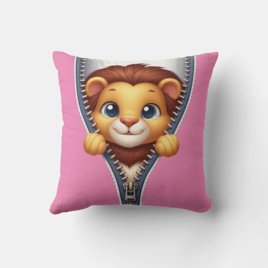 Schattigee Kinder leeuw gepersonaliseerde naam Kussen (Achterkant)