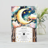 Schattigee Kinder Maan Verjaardag Kaart (Staand voorkant)