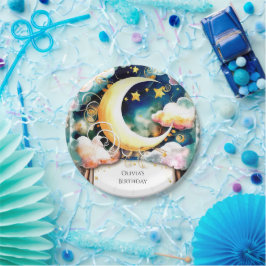Schattigee Kinder Maan Verjaardag Papieren Bordje