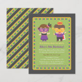 Schattigee Kinder Mardi Gras verjaardagsfeestuitno Kaart (Voorkant / Achterkant)