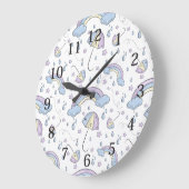 Schattigee Kinder Paarse Regenboog achtergrond Grote Klok (Hoek)