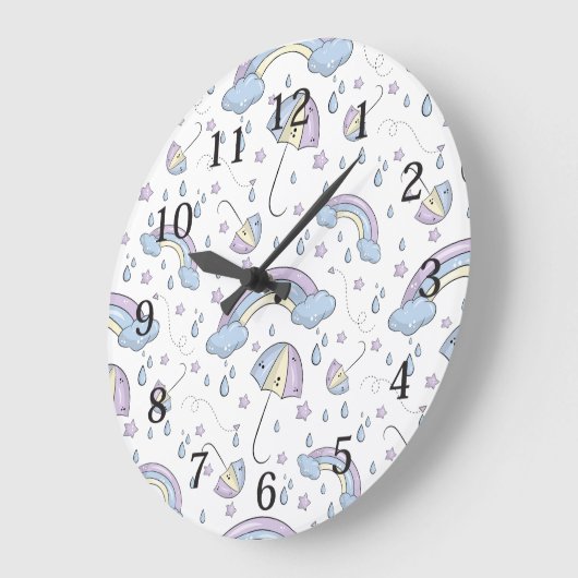 Schattigee Kinder Paarse Regenboog achtergrond Grote Klok (Hoek)