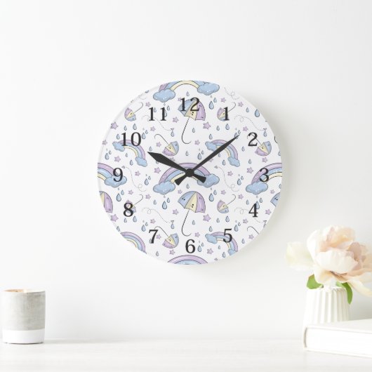 Schattigee Kinder Paarse Regenboog achtergrond Grote Klok (Huis)