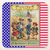 Schattigee  Kinder Patriottische Vlag van 4 juli Kartonnen Onderzetters (Voorkant)