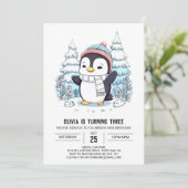 Schattigee Kinder pinguïn digitale verjaardag Kaart (Staand voorkant)