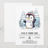 Schattigee Kinder pinguïn digitale verjaardag Kaart (Voorkant / Achterkant)