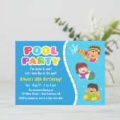 Schattigee Kinder Pool Party Leuke verjaardagsuitn Kaart (Staand voorkant)