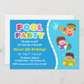 Schattigee Kinder Pool Party Leuke verjaardagsuitn Kaart (Voorkant / Achterkant)