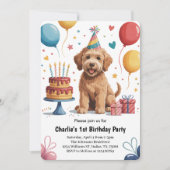 Schattigee Kinder puppy hond 1e verjaardagsfeestje Kaart (Voorkant)