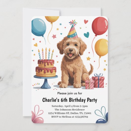 Schattigee Kinder puppy hond 6e verjaardag Kaart (Voorkant)