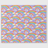 Schattigee Kinder Regenbogen en Wolken Herhalend P Cadeaupapier (Vlak)