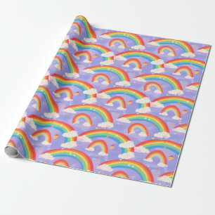 Schattigee Kinder Regenbogen en Wolken Herhalend P Cadeaupapier