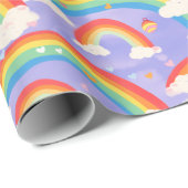 Schattigee Kinder Regenbogen en Wolken Herhalend P Cadeaupapier (Rol Hoek)
