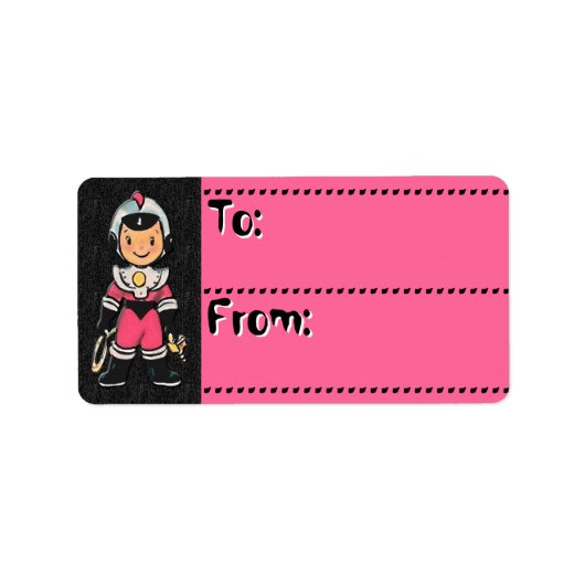 Schattigee Kinder Retro Astronaut-Pink_To-From Lab Etiket (Voorkant)
