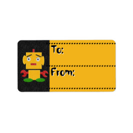 Schattigee Kinder retro robot-yellow_to-from Label