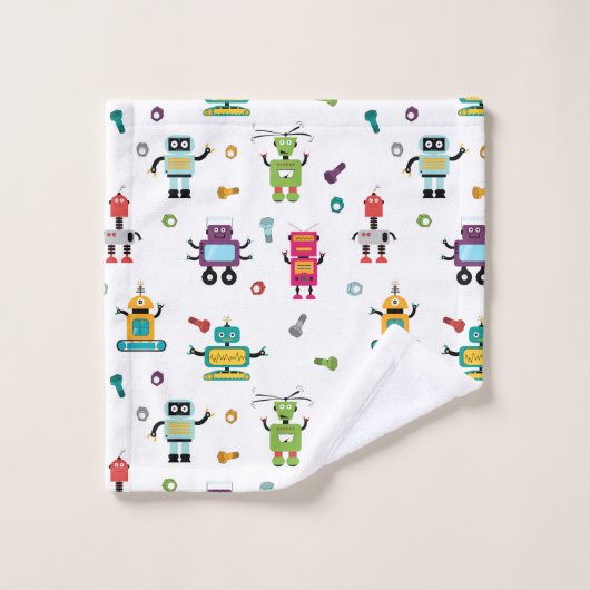 Schattigee Kinder robot met meerdere kleuren Bad Handdoek (Wasdoekje)