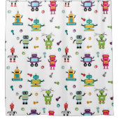 Schattigee Kinder robot met meerdere kleuren Douchegordijn (Voorkant)