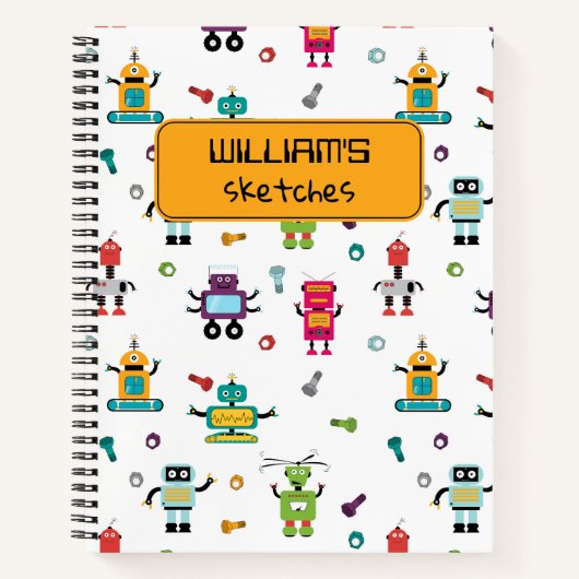 Schattigee Kinder Robot Sketchbook Notitieboek (Voorkant)