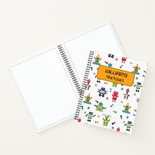Schattigee Kinder Robot Sketchbook Notitieboek (Binnen)