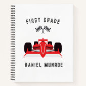 Schattigee Kinder Rode Racing Auto School Spiraal Notitieboek (Voorkant)