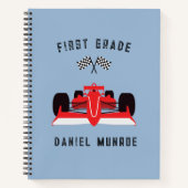 Schattigee Kinder Rode Racing Auto School Spiraal  Notitieboek (Voorkant)