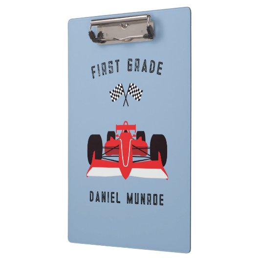 Schattigee Kinder Rode Racing Car School Klembord (Links)