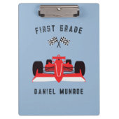 Schattigee Kinder Rode Racing Car School Klembord (Voorkant)