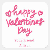 Schattigee Kinder Roze Valentijnse Vierkante Sticker (Voorkant)