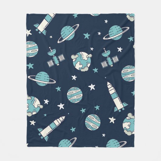 Schattigee Kinder ruimte astronaut blauw patroon Fleece Deken (Voorkant)
