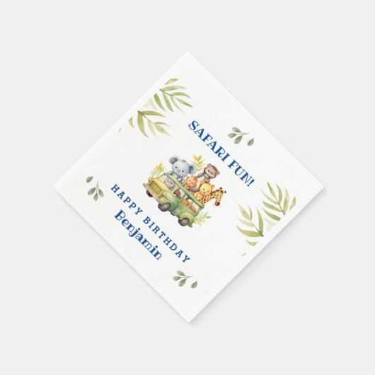 Schattigee Kinder Safari Dier Oerwoud Verjaardag Servet (Hoek)