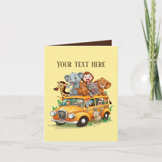 Schattigee kinder Safari-dieren voegen tekst toe v Kaart (Voorkant)