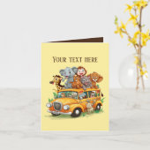 Schattigee kinder Safari-dieren voegen tekst toe v Kaart (Gele Bloem)