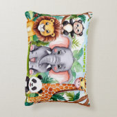 Schattigee Kinder Safari Oerwoud Dieren Persoonlij Accent Kussen (Achterkant (Verticaal))