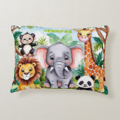 Schattigee Kinder Safari Oerwoud Dieren Persoonlij Accent Kussen (Achterkant)
