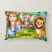 Schattigee Kinder Safari Oerwoud Dieren Persoonlij Accent Kussen (Achterkant)