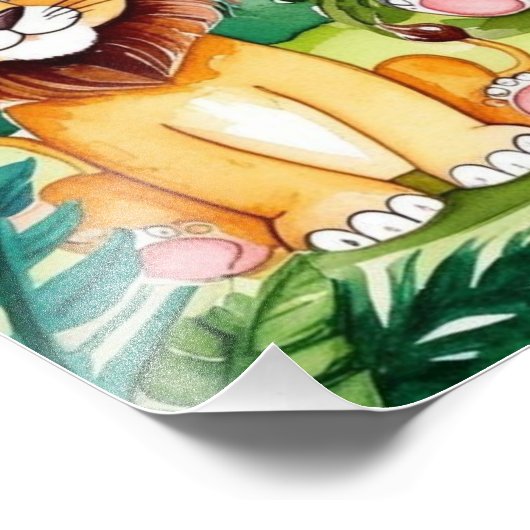 Schattigee Kinder Safari Oerwoud Dieren Persoonlij Foto Afdruk (Hoek)