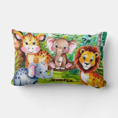 Schattigee Kinder Safari Oerwoud Dieren Persoonlij Kussen (Achterkant)