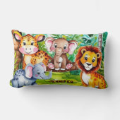 Schattigee Kinder Safari Oerwoud Dieren Persoonlij Kussen (Voorkant)