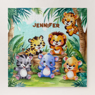 Schattigee Kinder Safari Oerwoud Dieren Persoonlij Legpuzzel