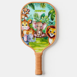 Schattigee Kinder Safari Oerwoud Dieren Persoonlij Pickleball Paddle