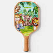 Schattigee Kinder Safari Oerwoud Dieren Persoonlij Pickleball Paddle (Achterkant)