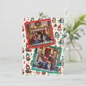 Schattigee Kinder Sledding Twee Foto Kerst Feestdagenkaart (Staand voorkant)