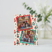 Schattigee Kinder Sledding Twee Foto Kerst Feestdagenkaart (Staand voorkant)