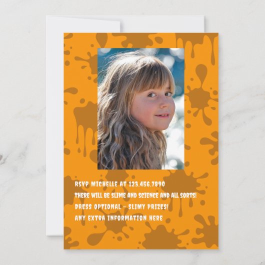 Schattigee Kinder Slime Party Verjaardagsfoto Kaart (Achterkant)